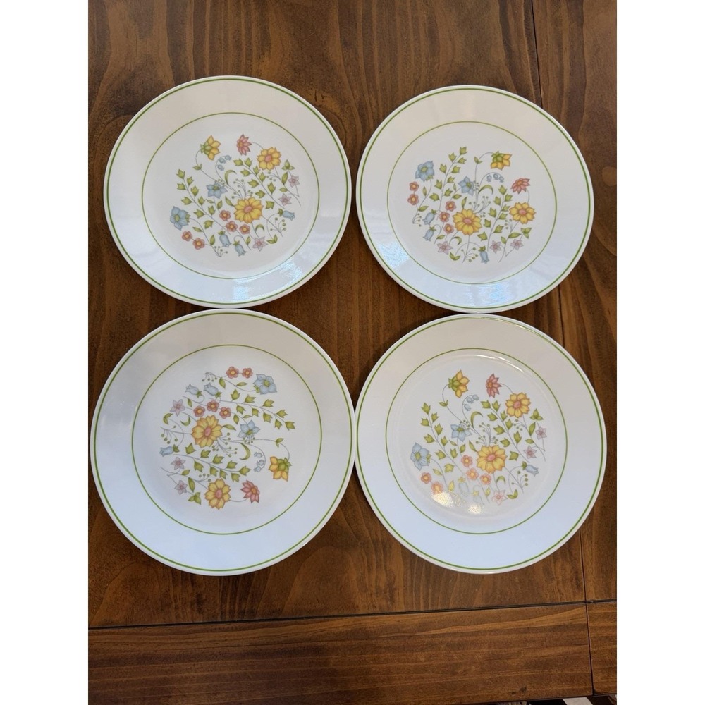Corelle Spring Meadow Dinner Plates Wildflowers Floral Vintage Set Of 4
